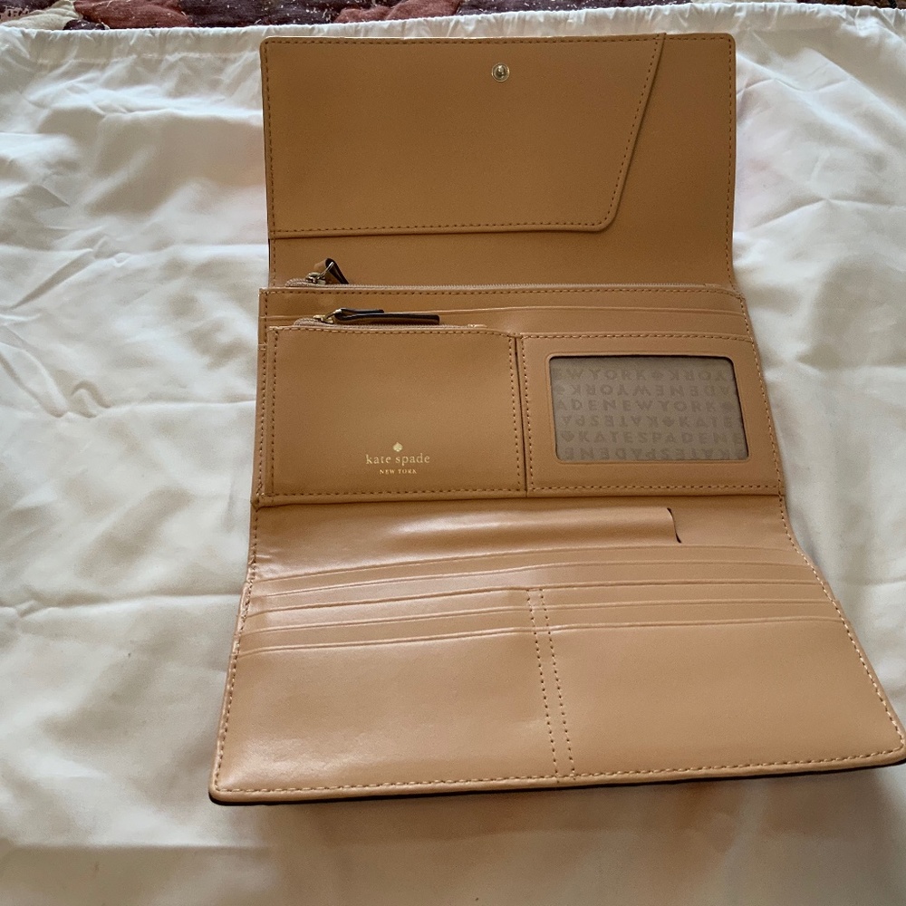 Kate Spade Orange Ostrich Checkbook Wallet Gem